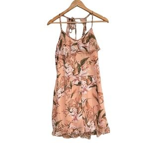 Boutique romper womens size M pink floral sleeveless tie back